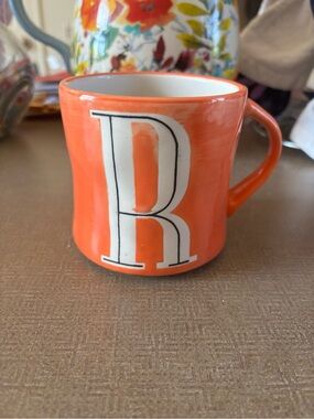Anthropologie Orange Monogram R Mug